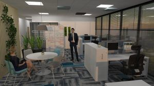 archi vue 3D amenagement open space